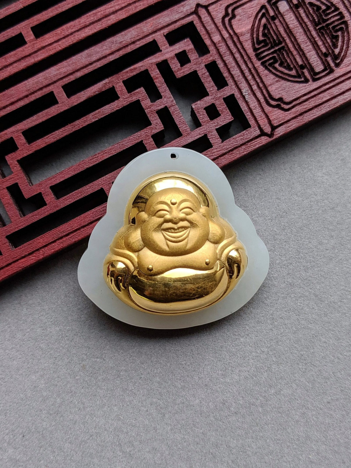 White Jade Buddha Pendant