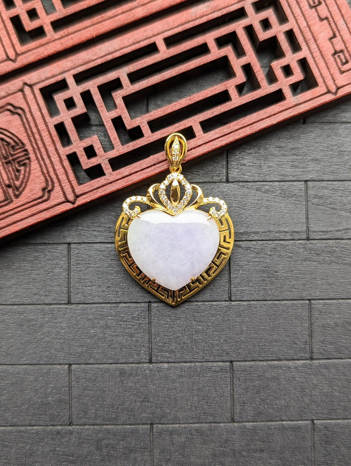 Light Pink/Purple Heart Jade Pendant