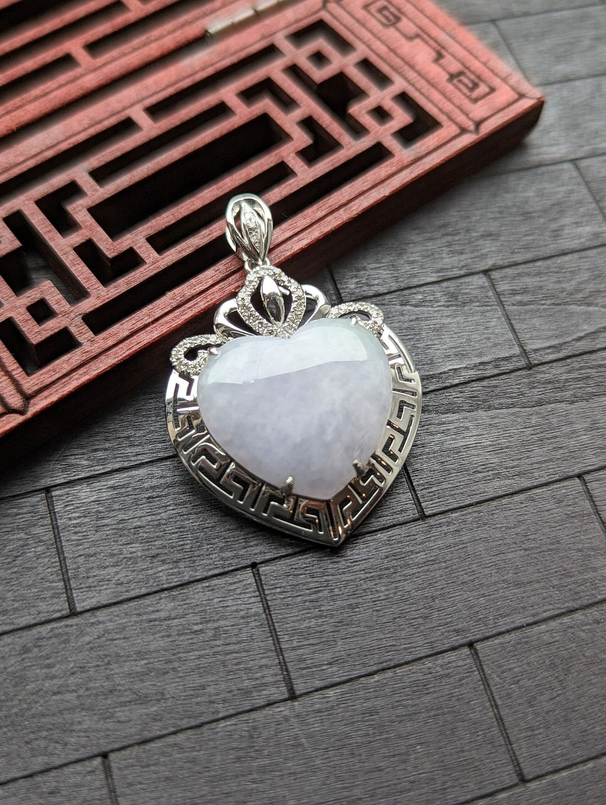 Light Lavender Heart Jade Pendant