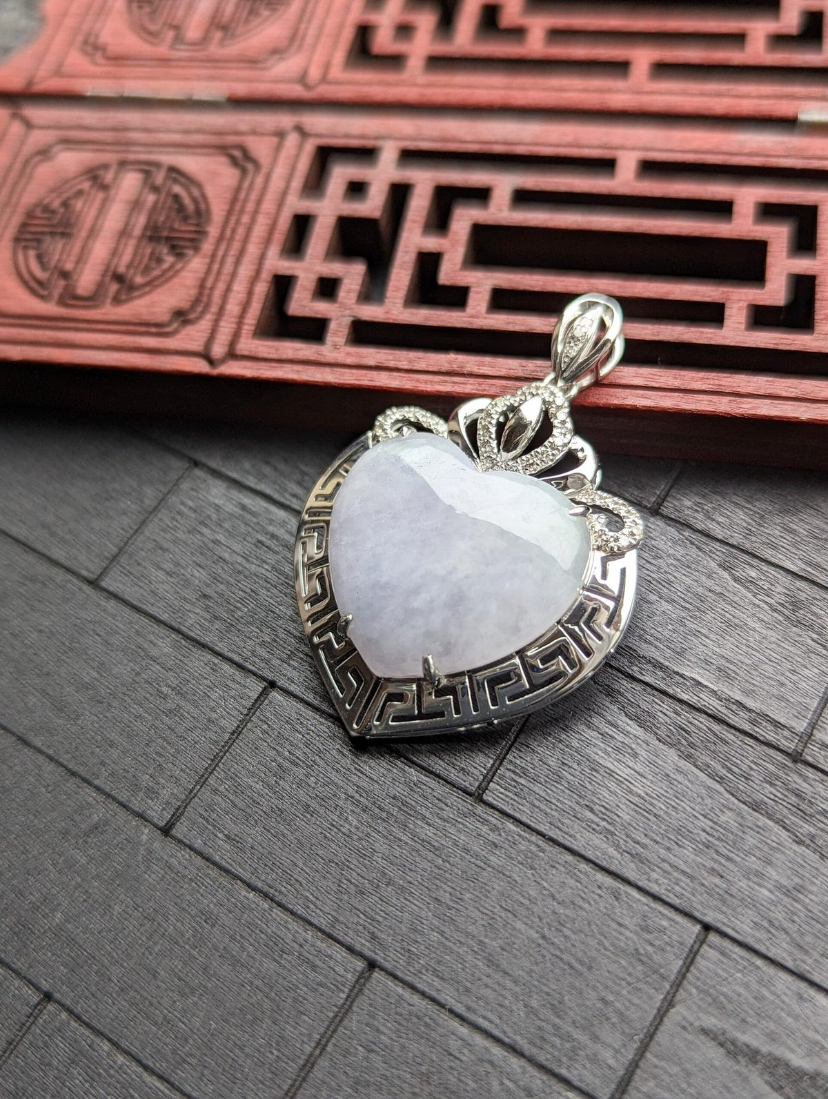 Light Lavender Heart Jade Pendant