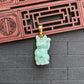 Small Green Jade Lucky Cat Pendant