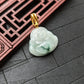 White/Dark Green Buddha Jade Pendant