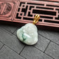 White/Dark Green Buddha Jade Pendant