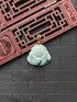 White/Dark Green Buddha Jade Pendant