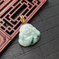 White/Dark Green Buddha Jade Pendant