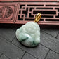 White/Dark Green Buddha Jade Pendant