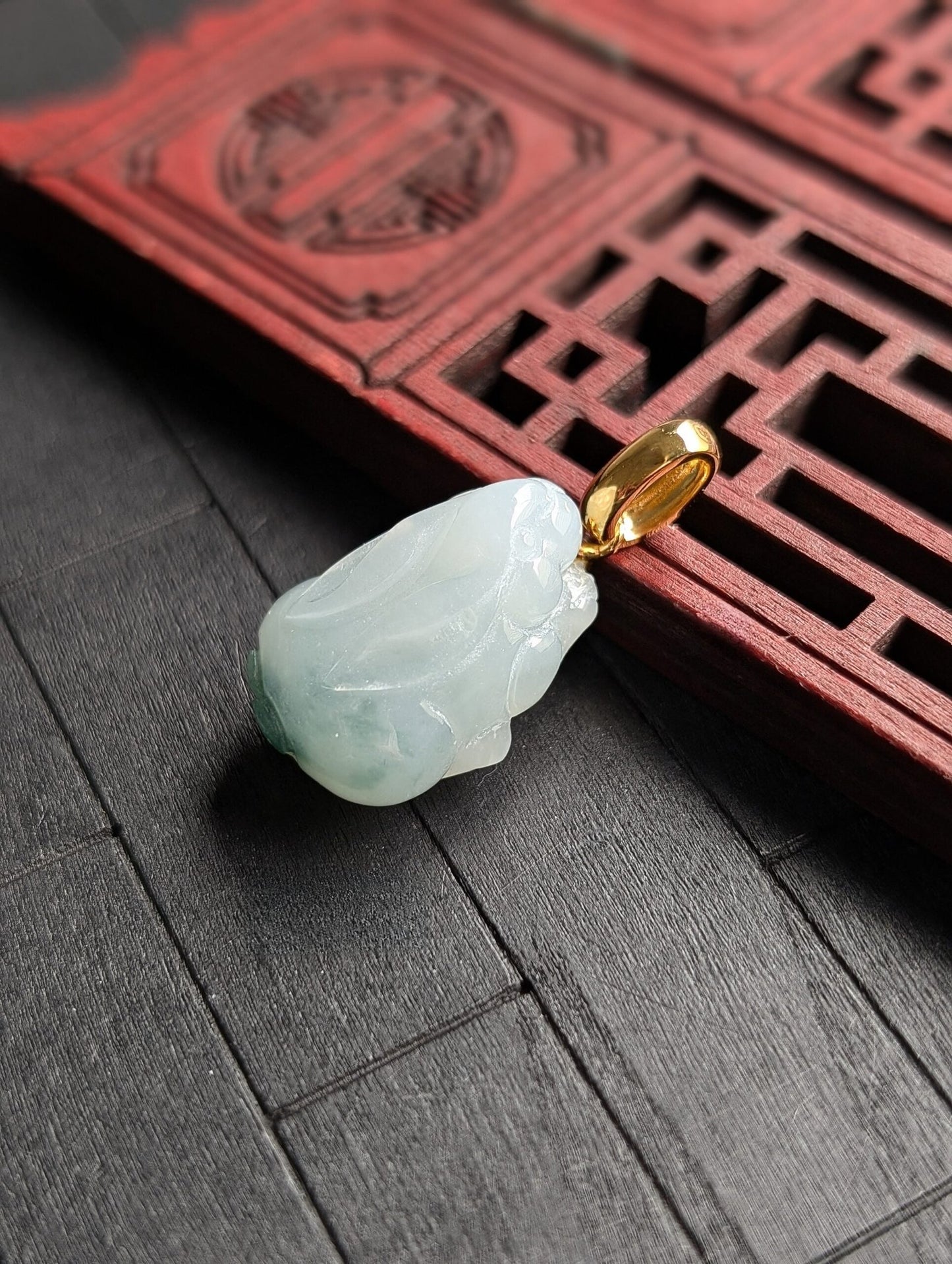 White/Green Rabbit Jade Pendant