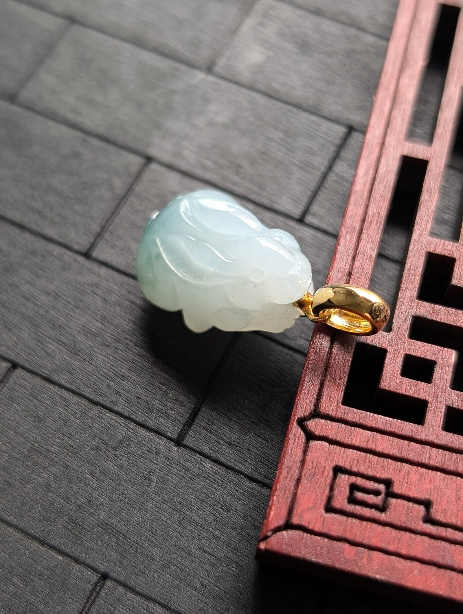 White/Green Rabbit Jade Pendant
