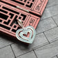 Ice Light Green/White Double Hearts Jade Pendant