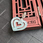 Ice Light Green/White Double Hearts Jade Pendant