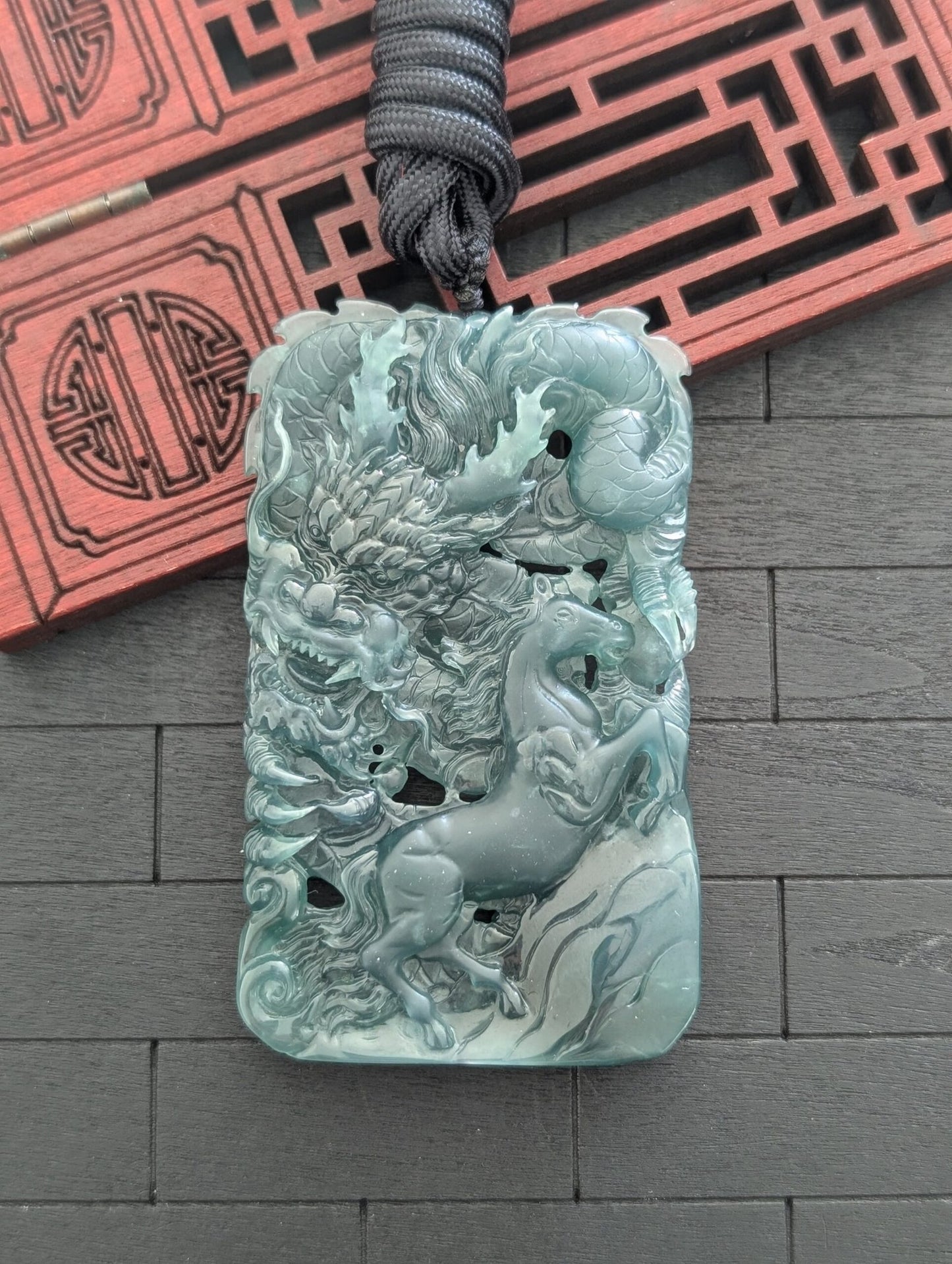 Green Jade Horse/Dragon Pendant