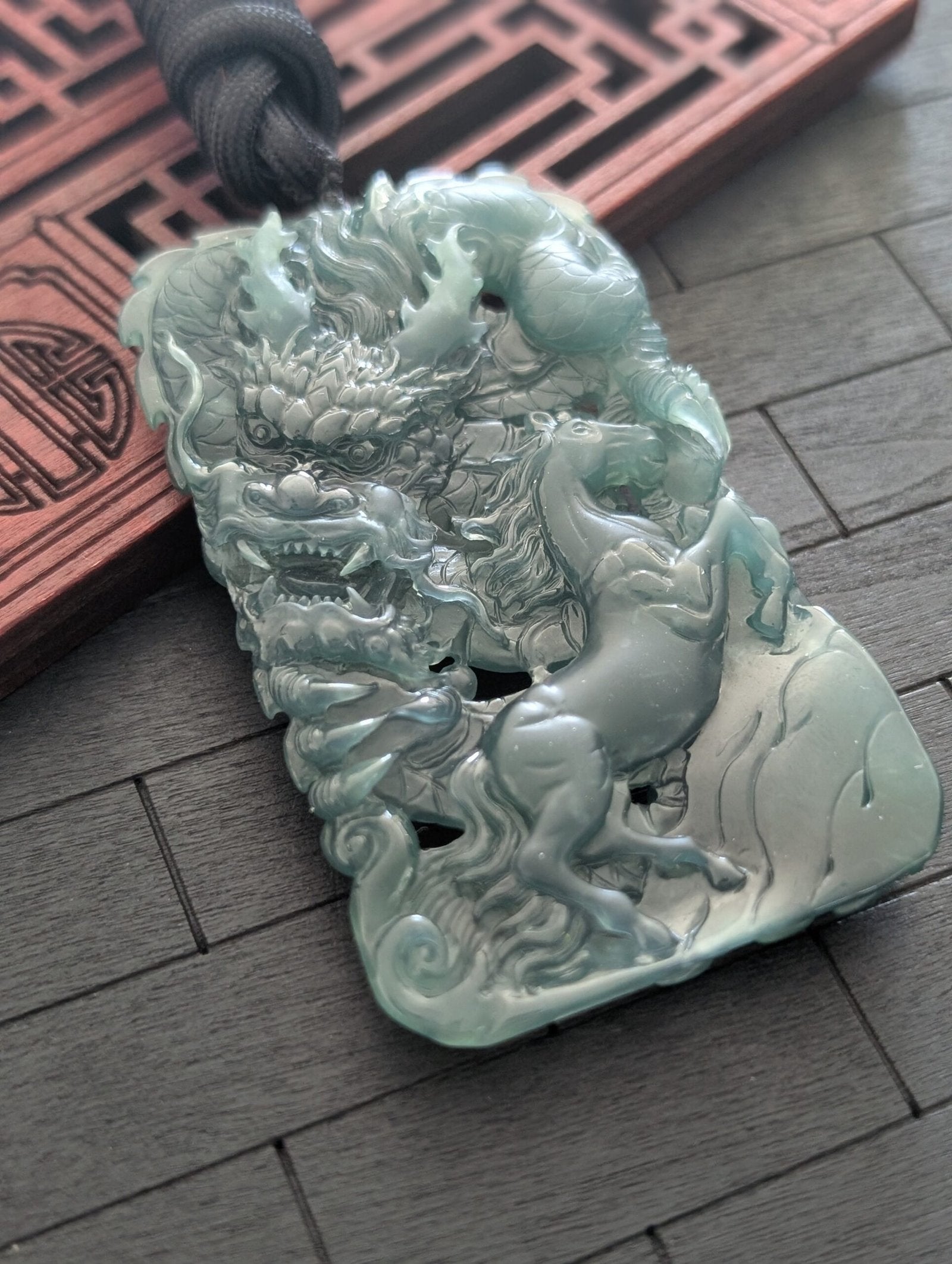 Green Jade Horse/Dragon Pendant