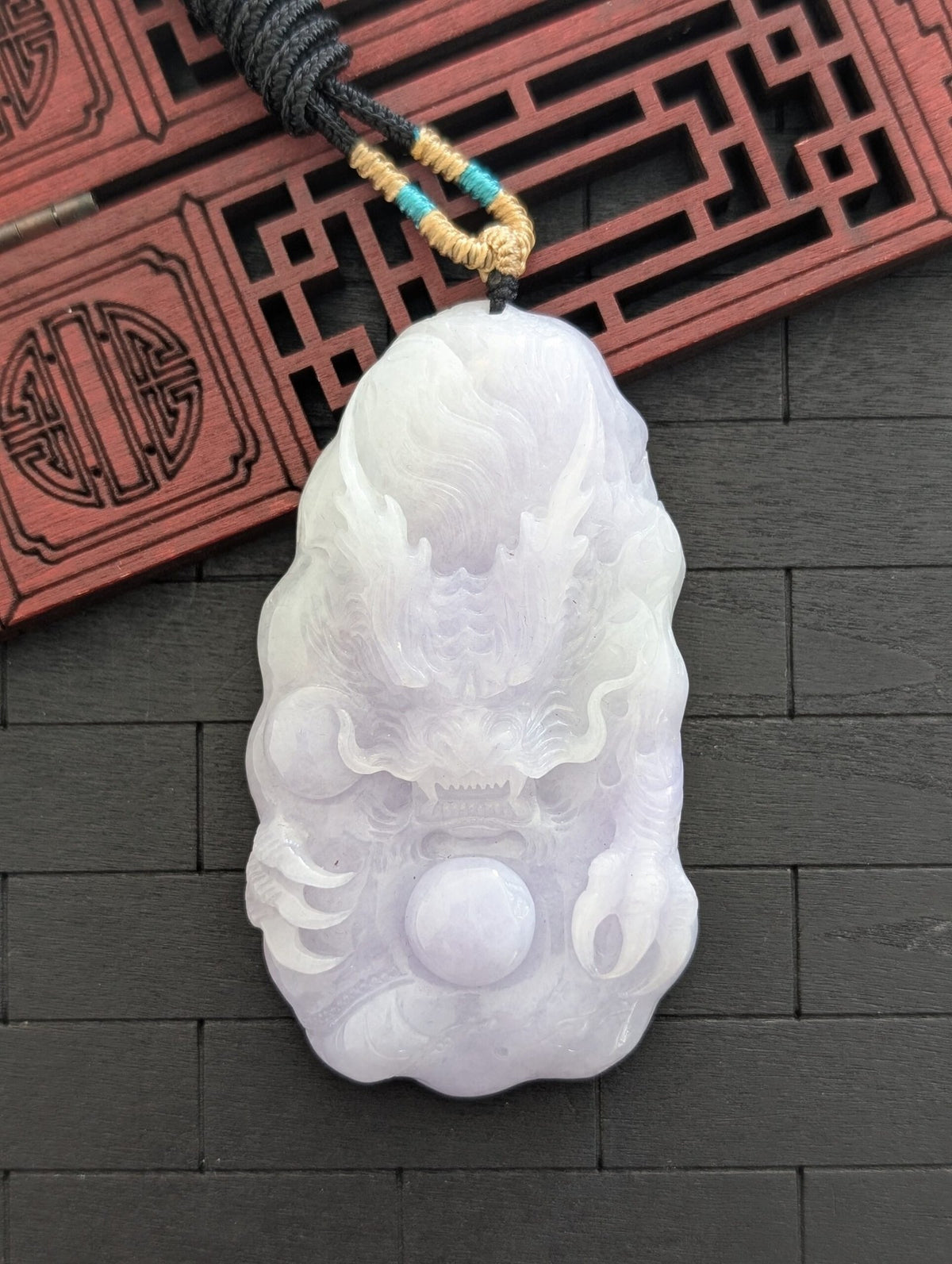 White/Lavender Dragon Jade Pendant