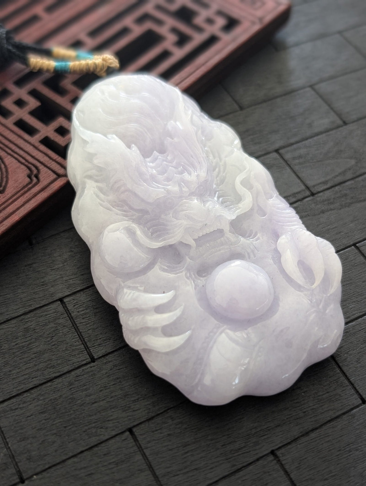 White/Lavender Dragon Jade Pendant