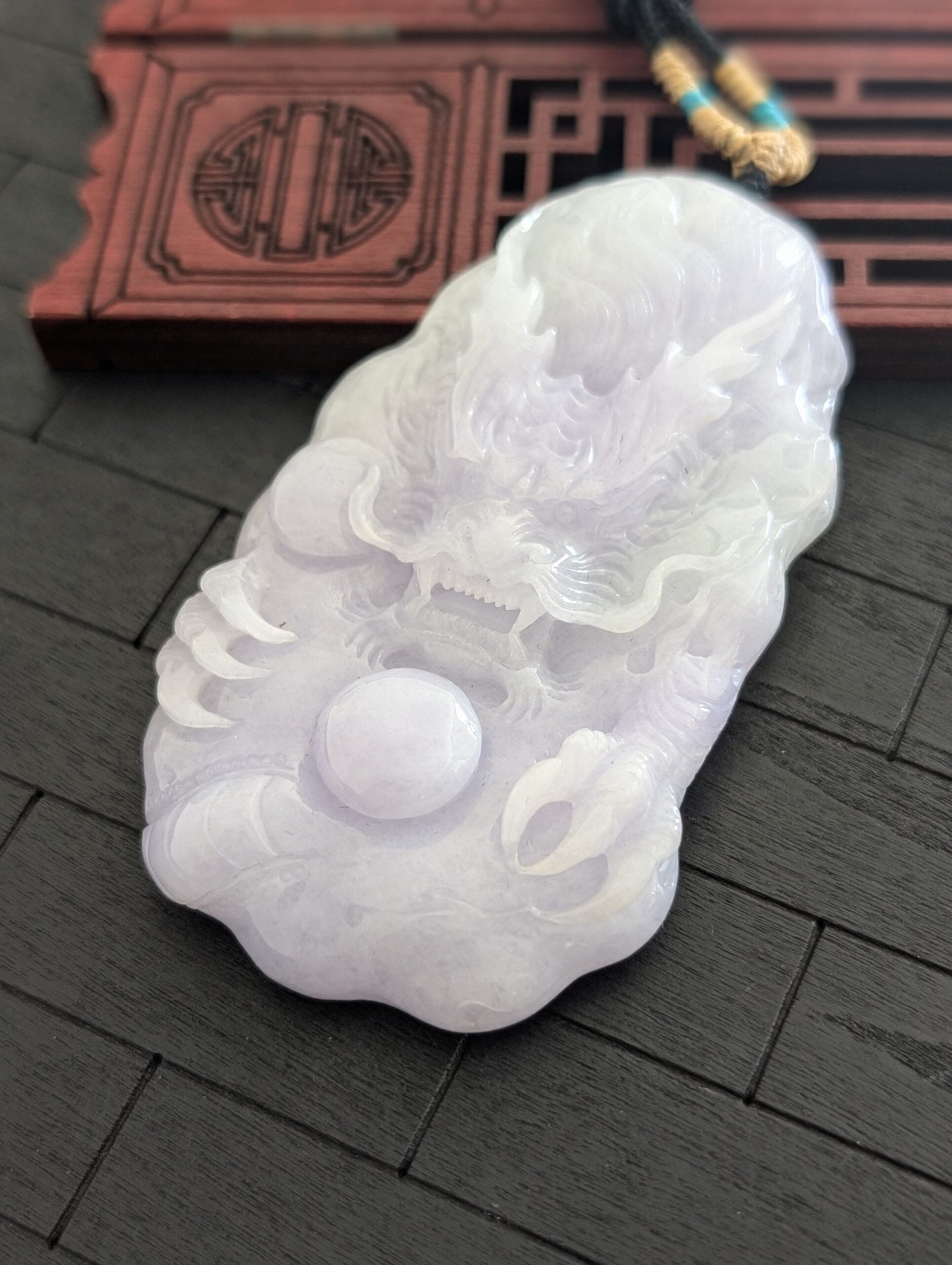 White/Lavender Dragon Jade Pendant