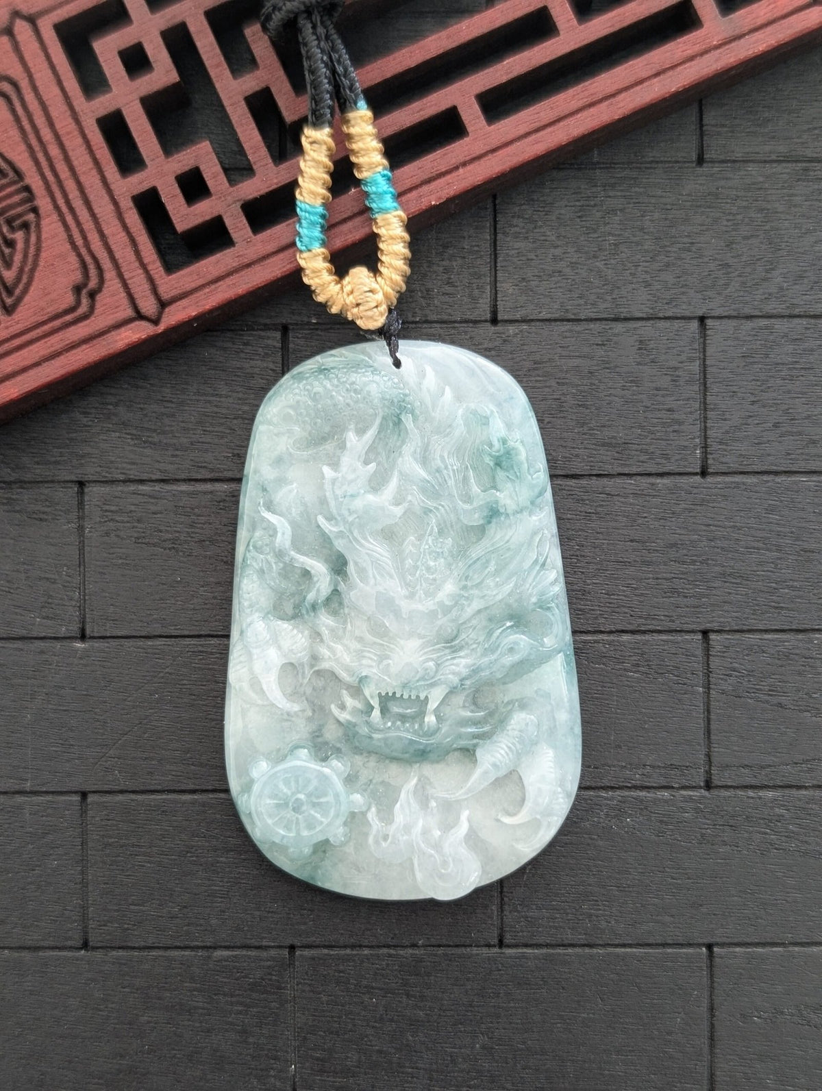 Green/White Dragon Jade Pendant