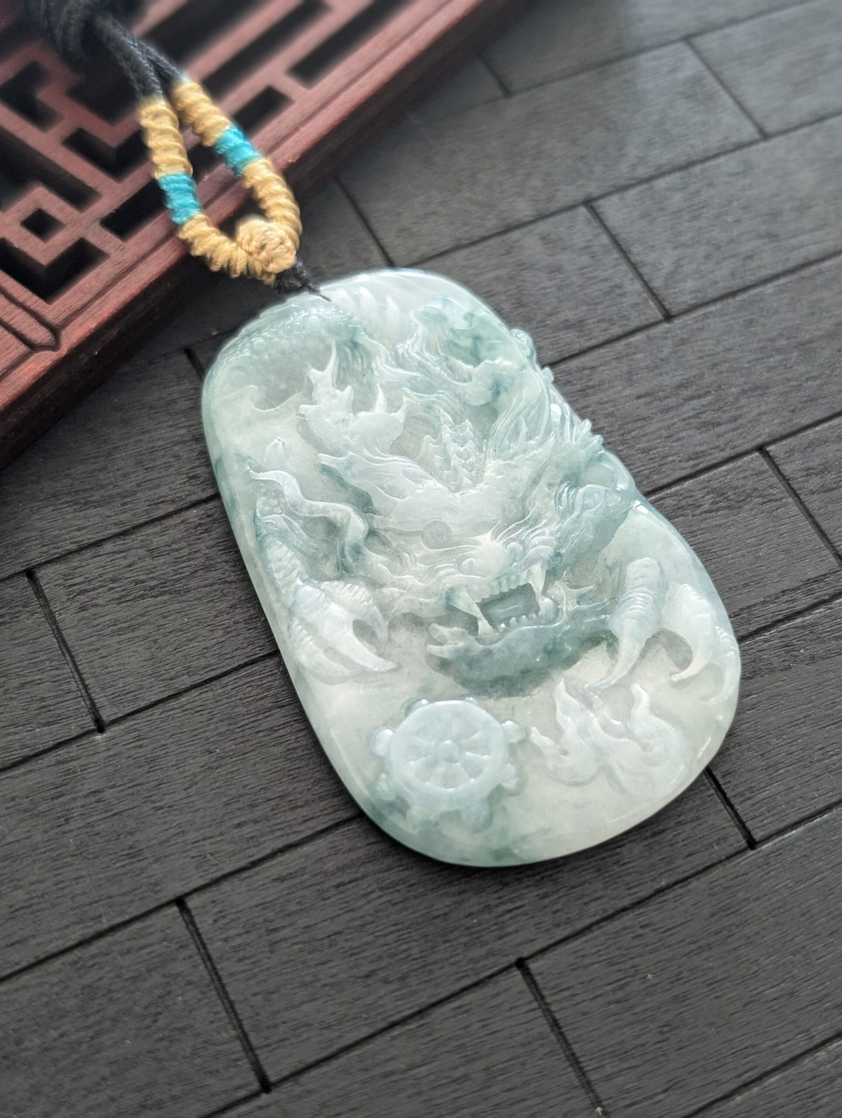 Green/White Dragon Jade Pendant