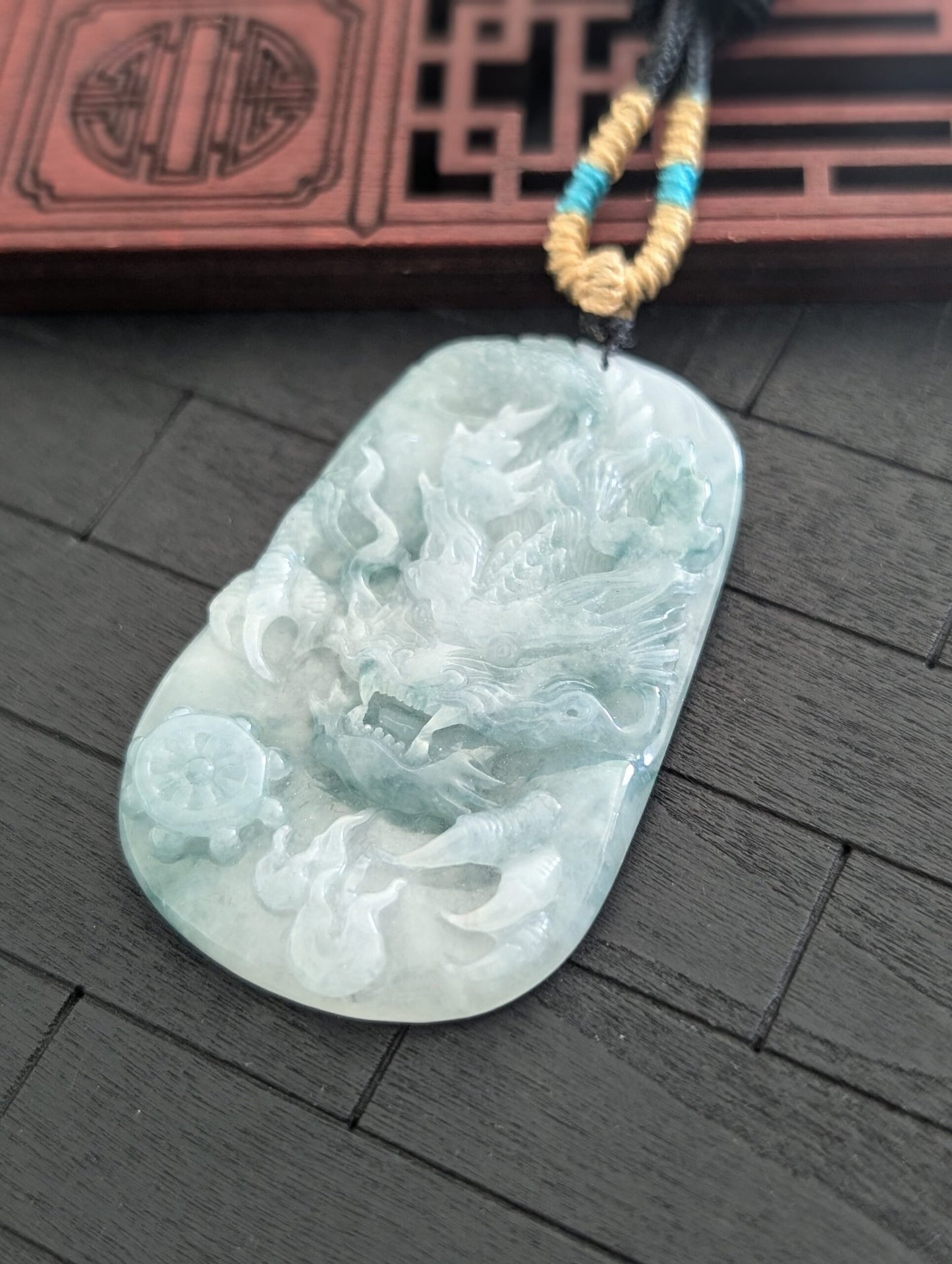 Green/White Dragon Jade Pendant