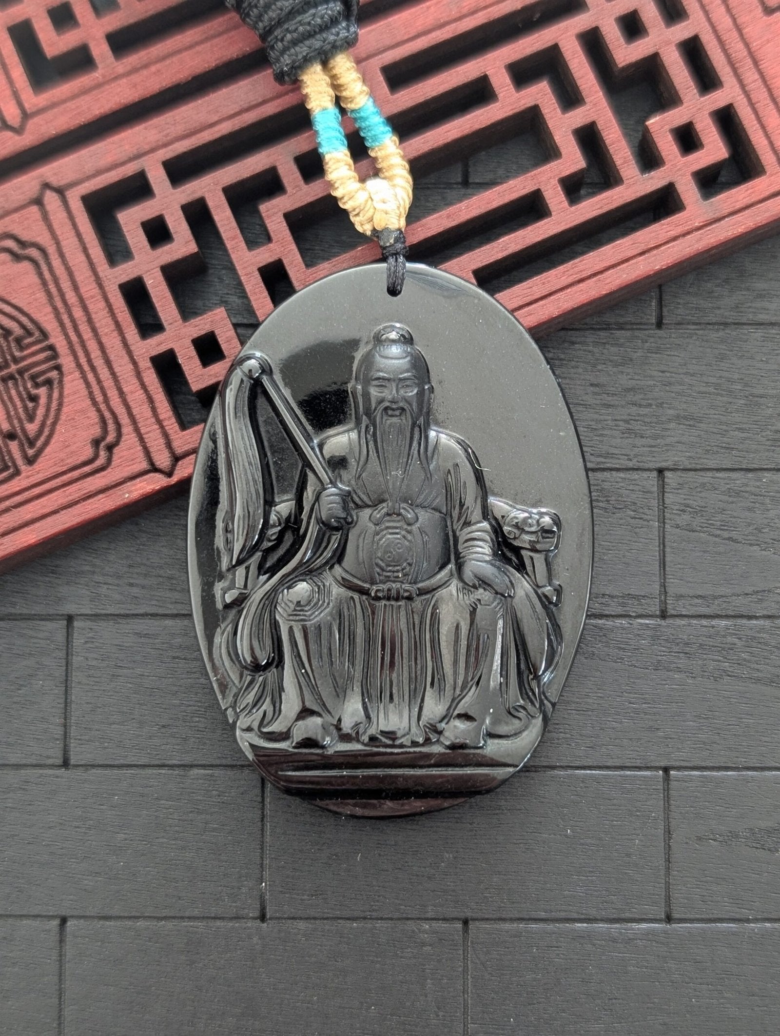 Black Jade Lord Lao Zi Pendant