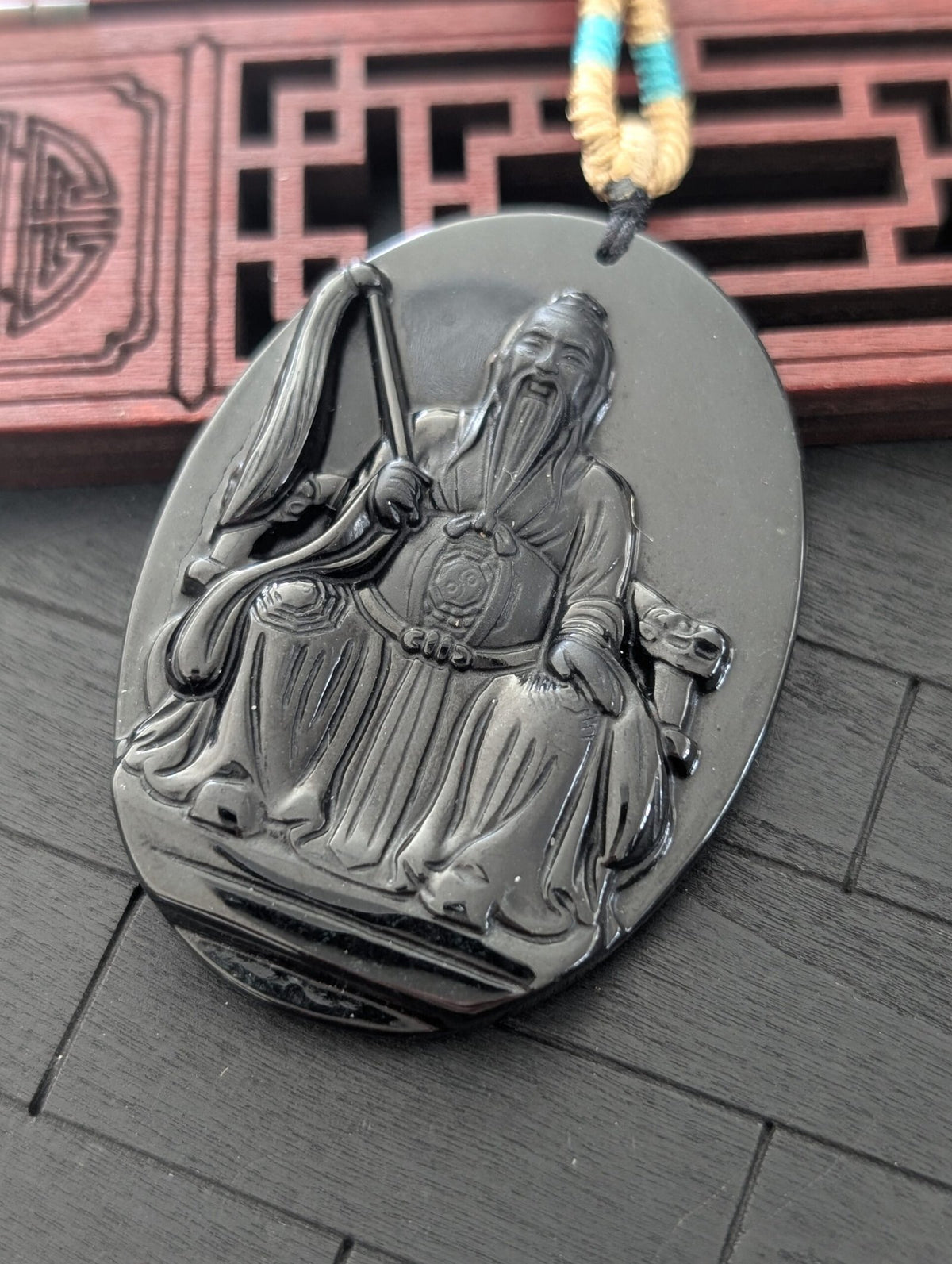 Black Jade Lord Lao Zi Pendant
