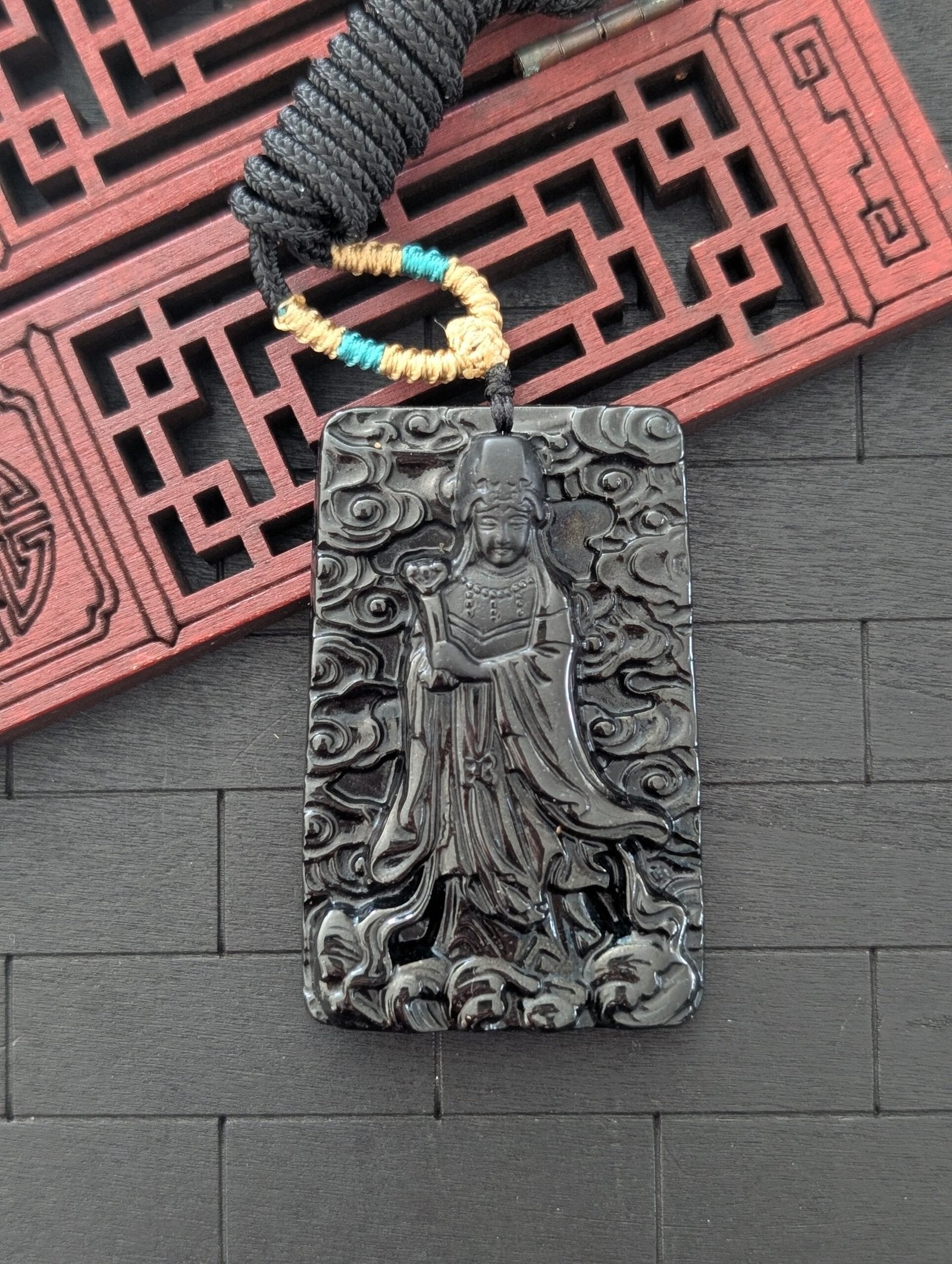 Black Jade GuanYin Pendant