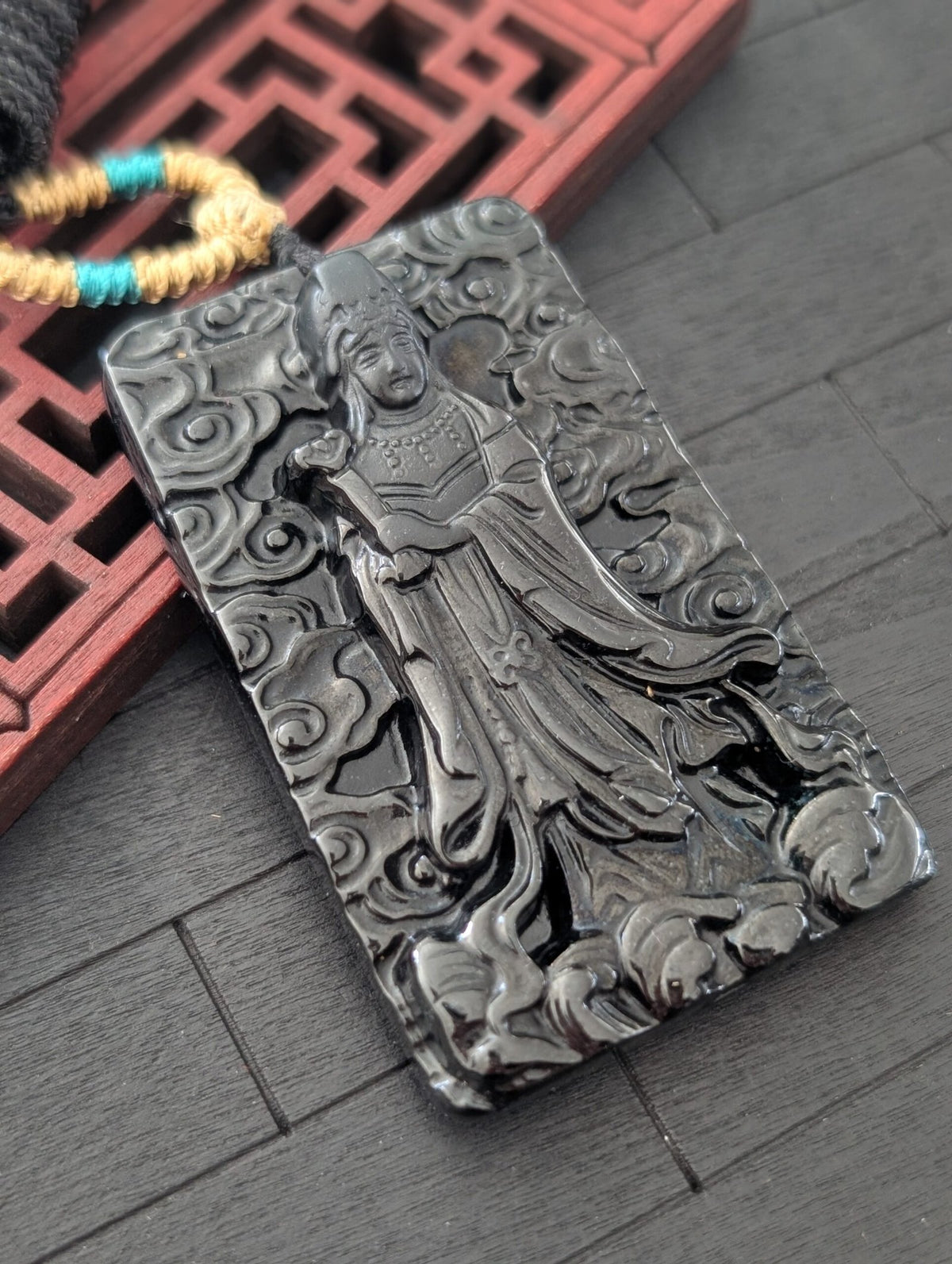 Black Jade GuanYin Pendant