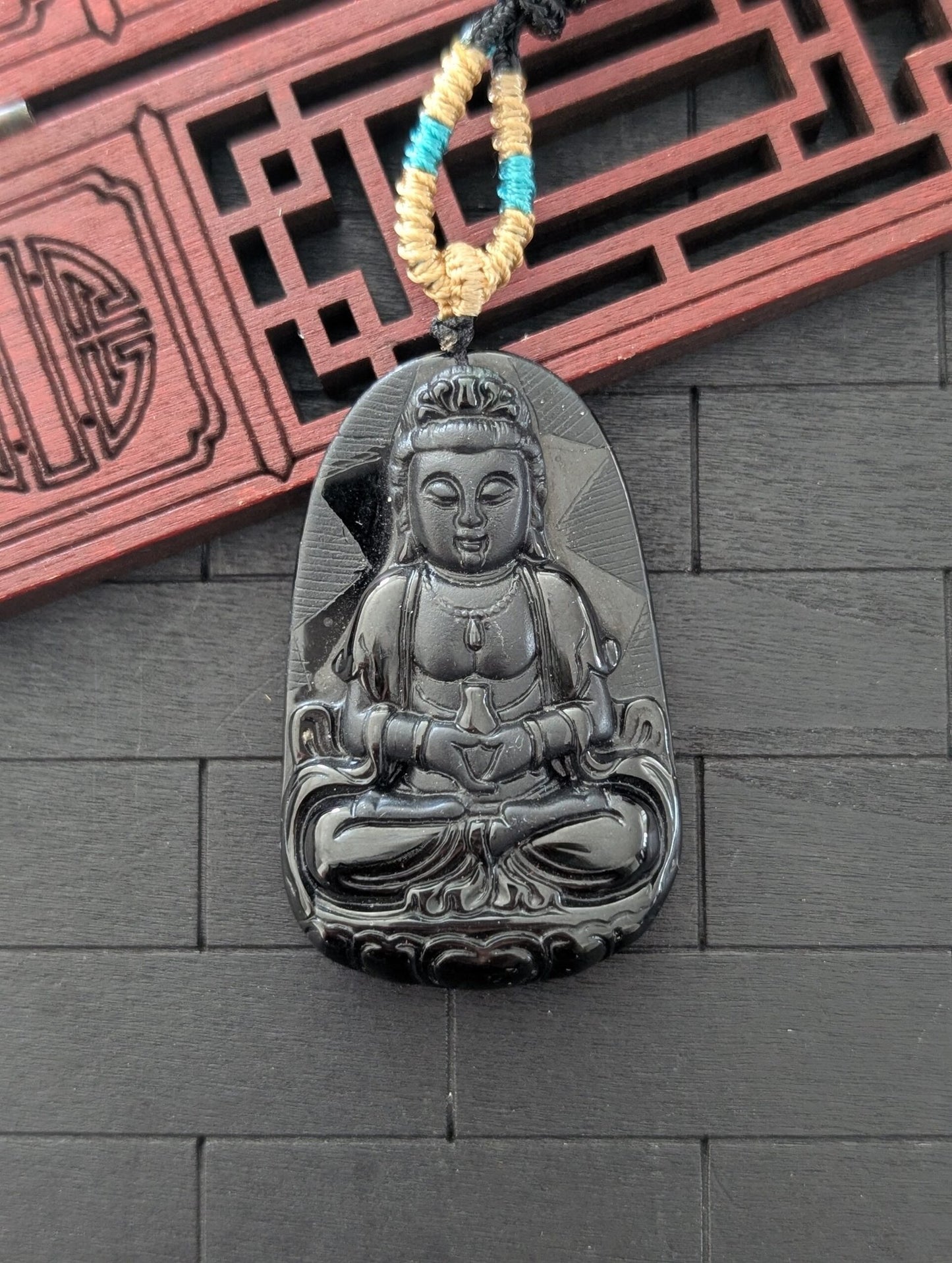 Black Jade GuanYin Pendant