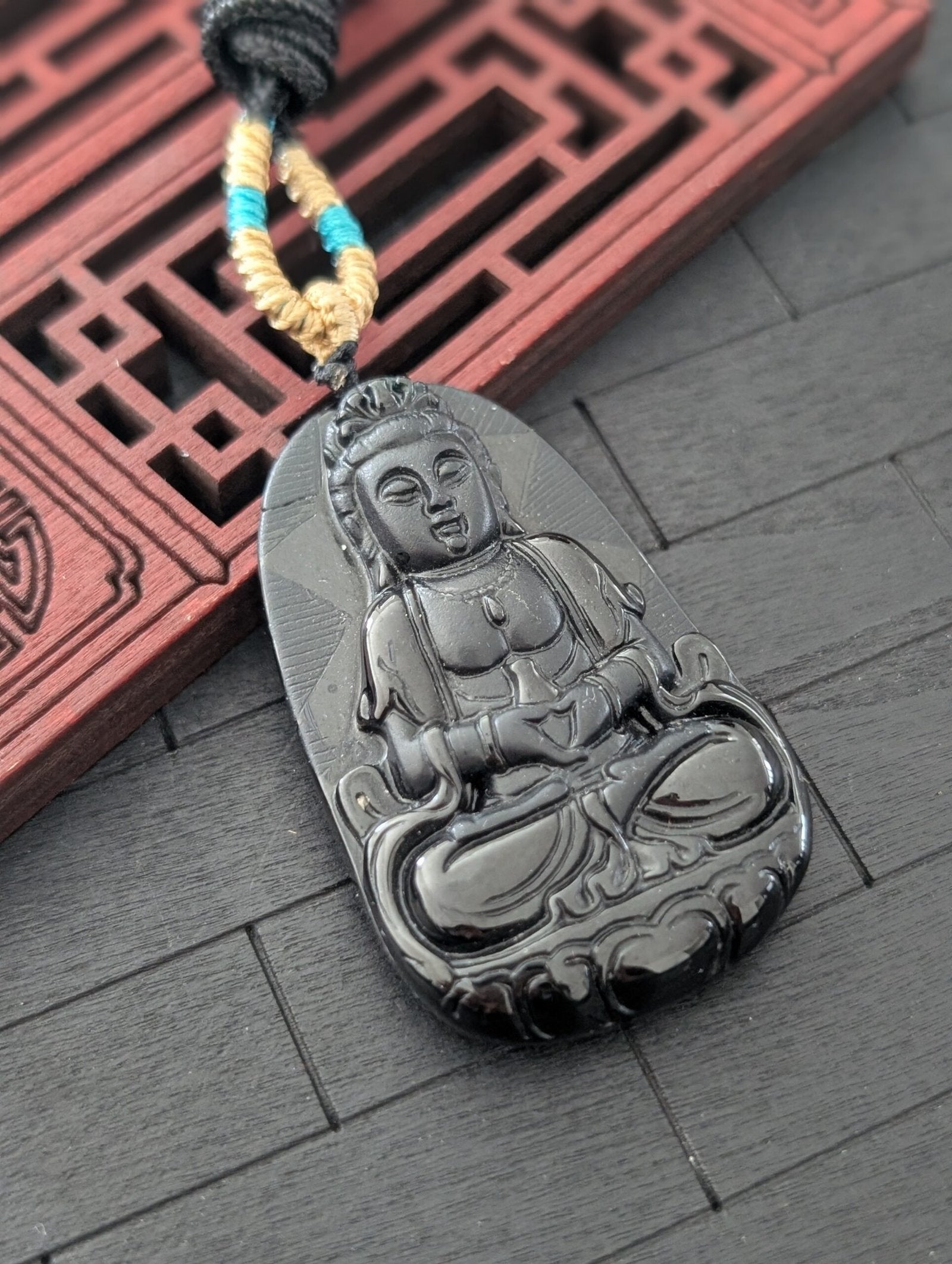 Black Jade GuanYin Pendant