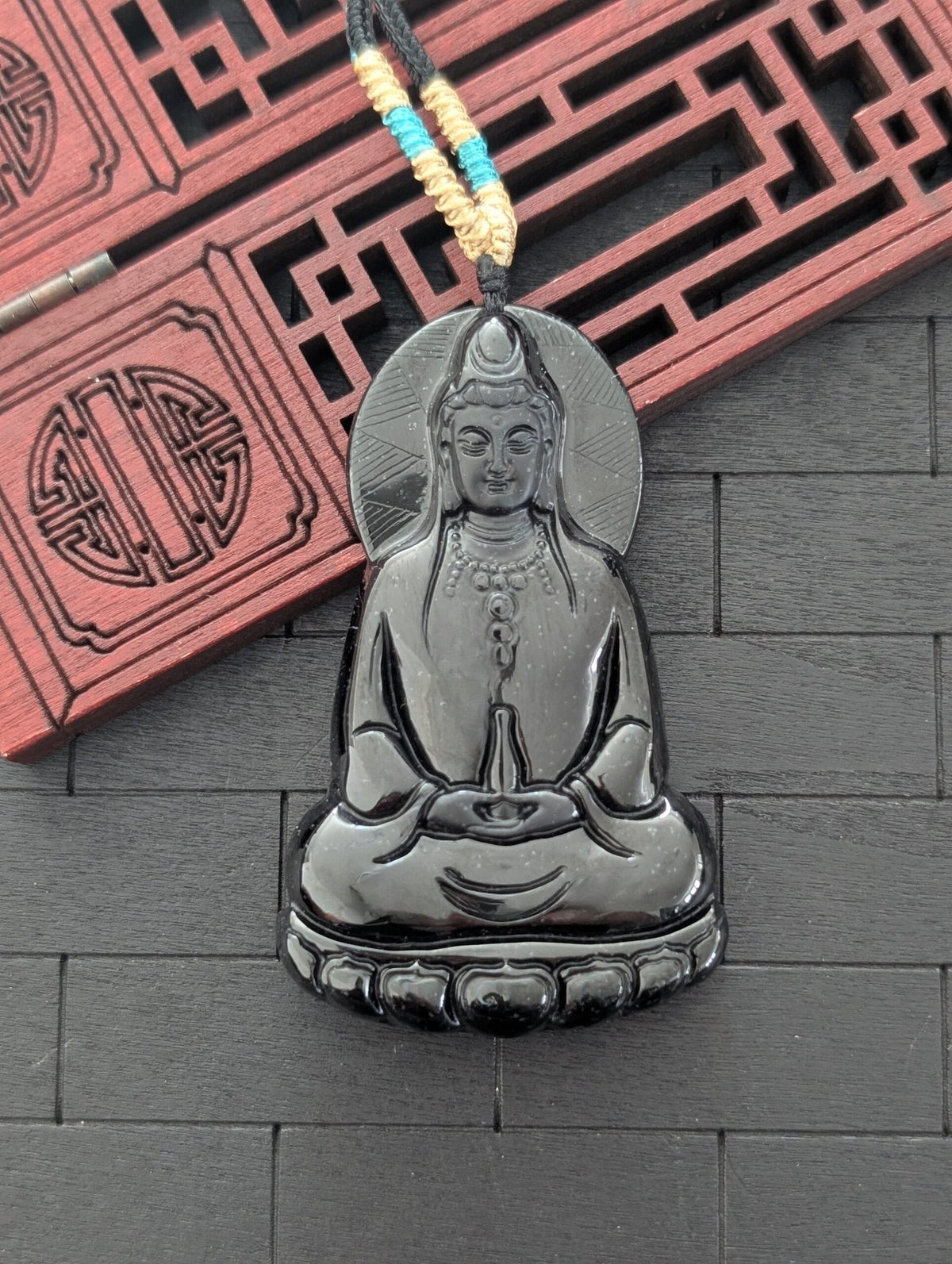 Black Jade GuanYin Pendant