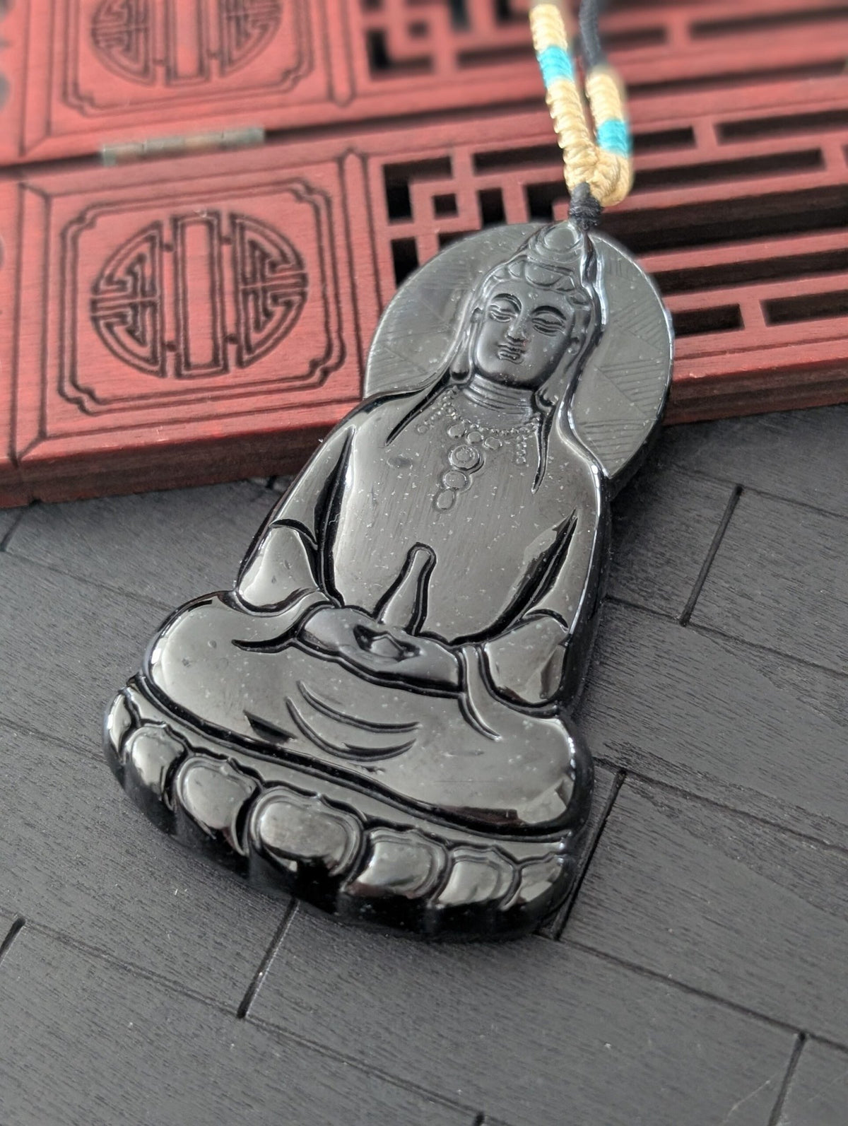 Black Jade GuanYin Pendant
