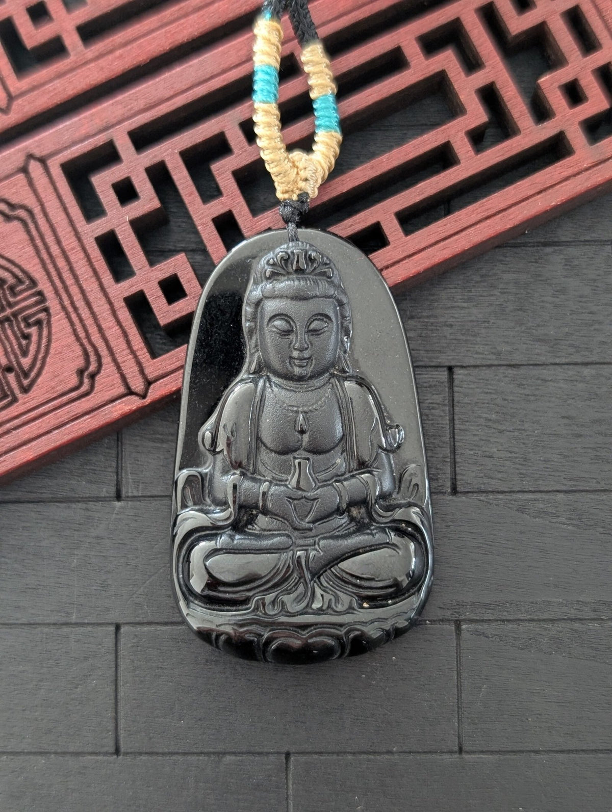 Black Jade GuanYin Pendant