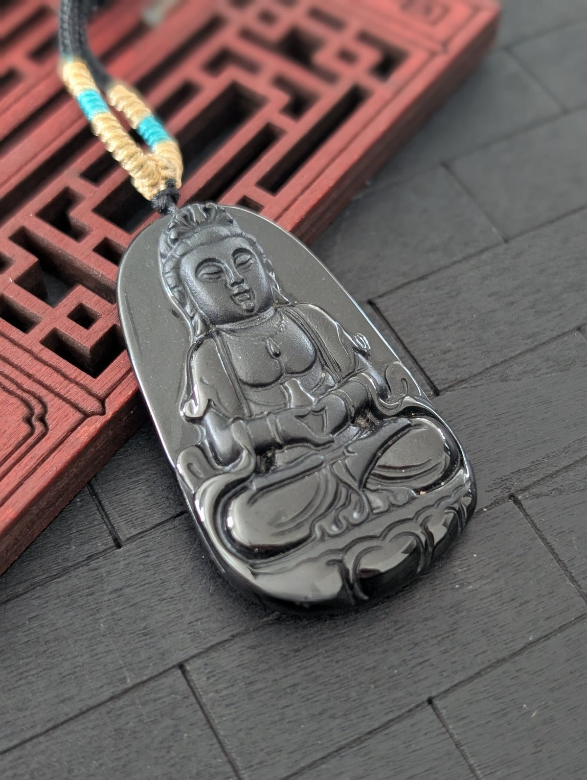 Black Jade GuanYin Pendant