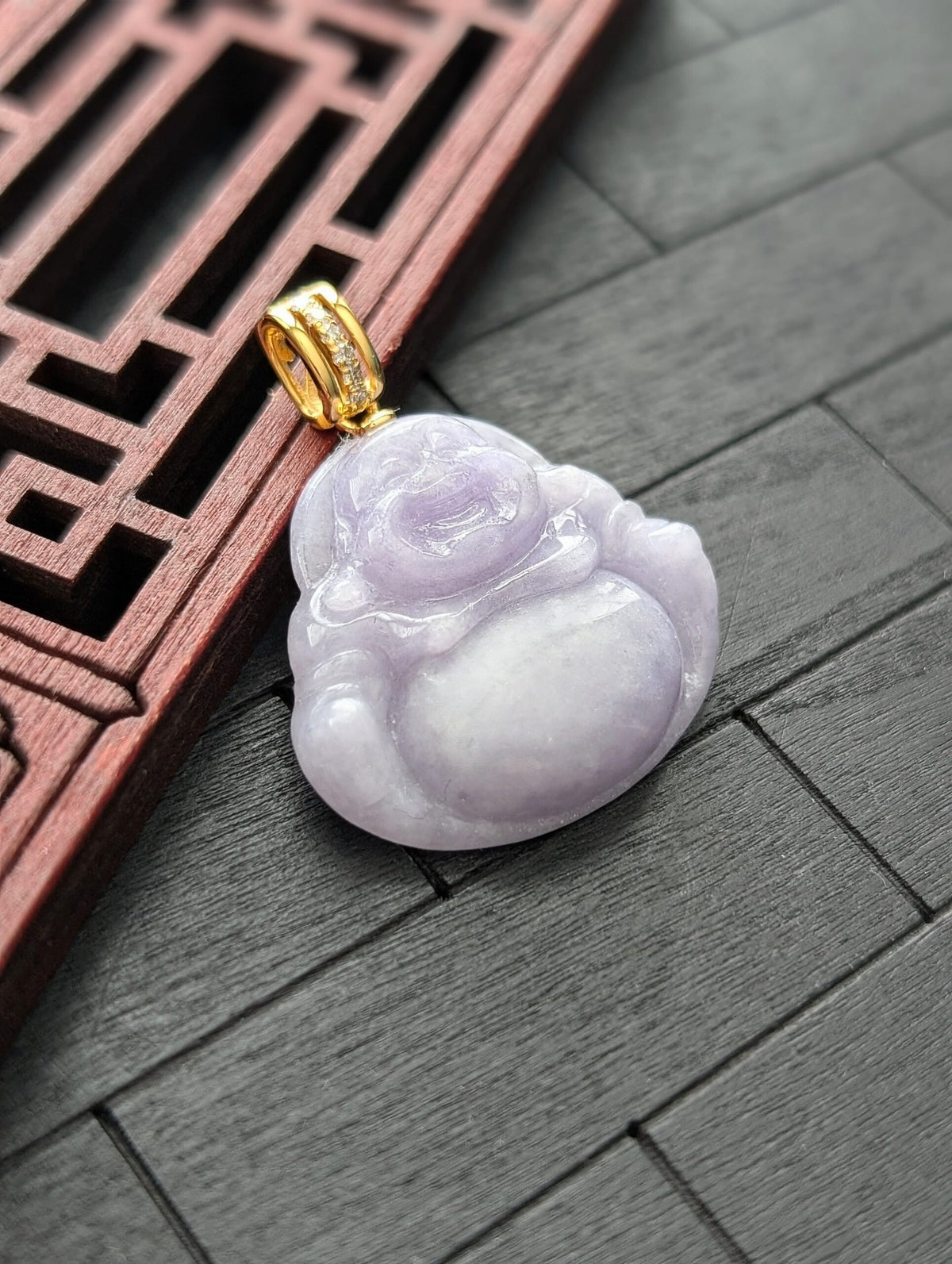 Lavender Buddha Jade Pendant
