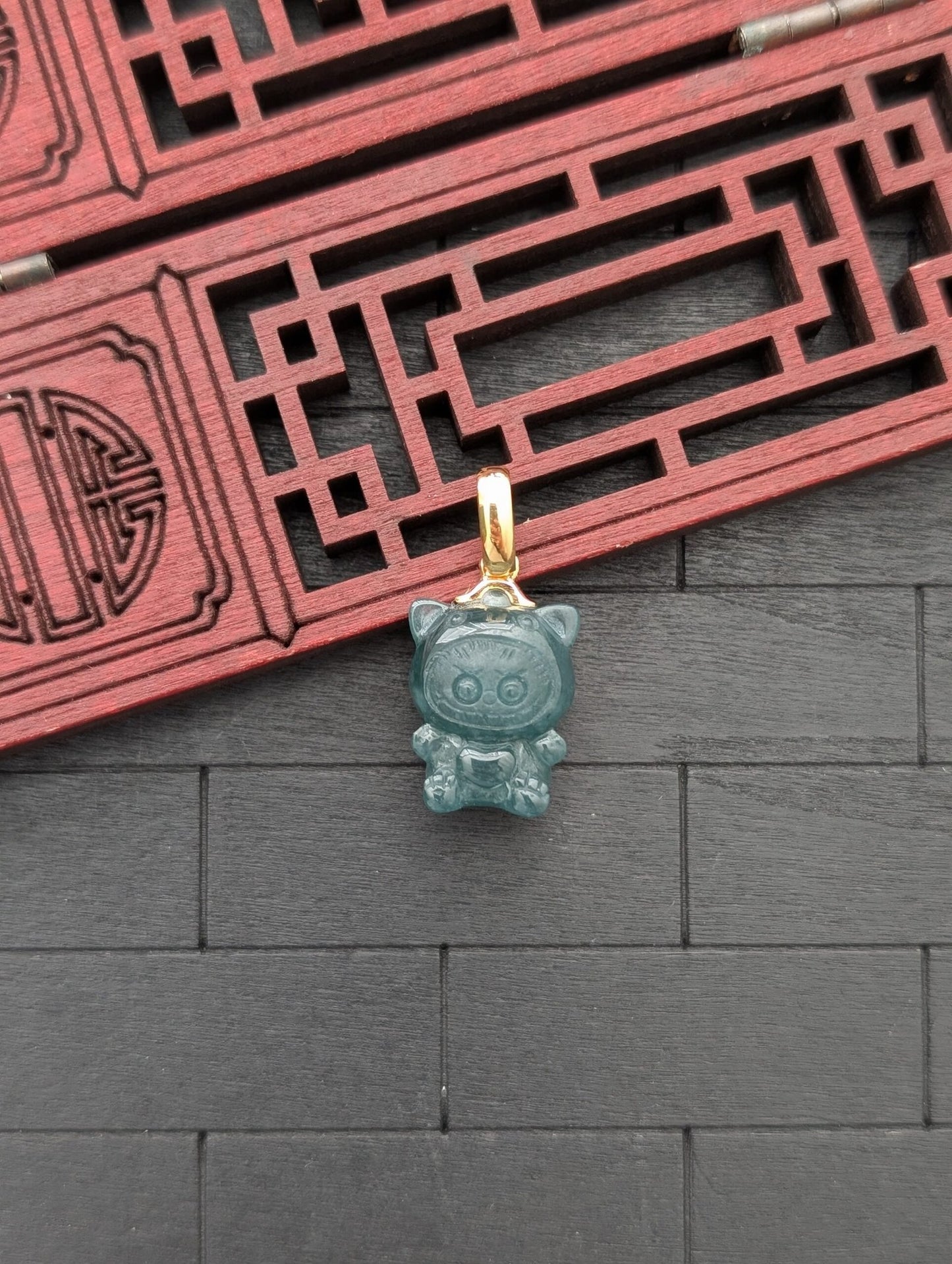 Micro Labubu Jade Pendant v2