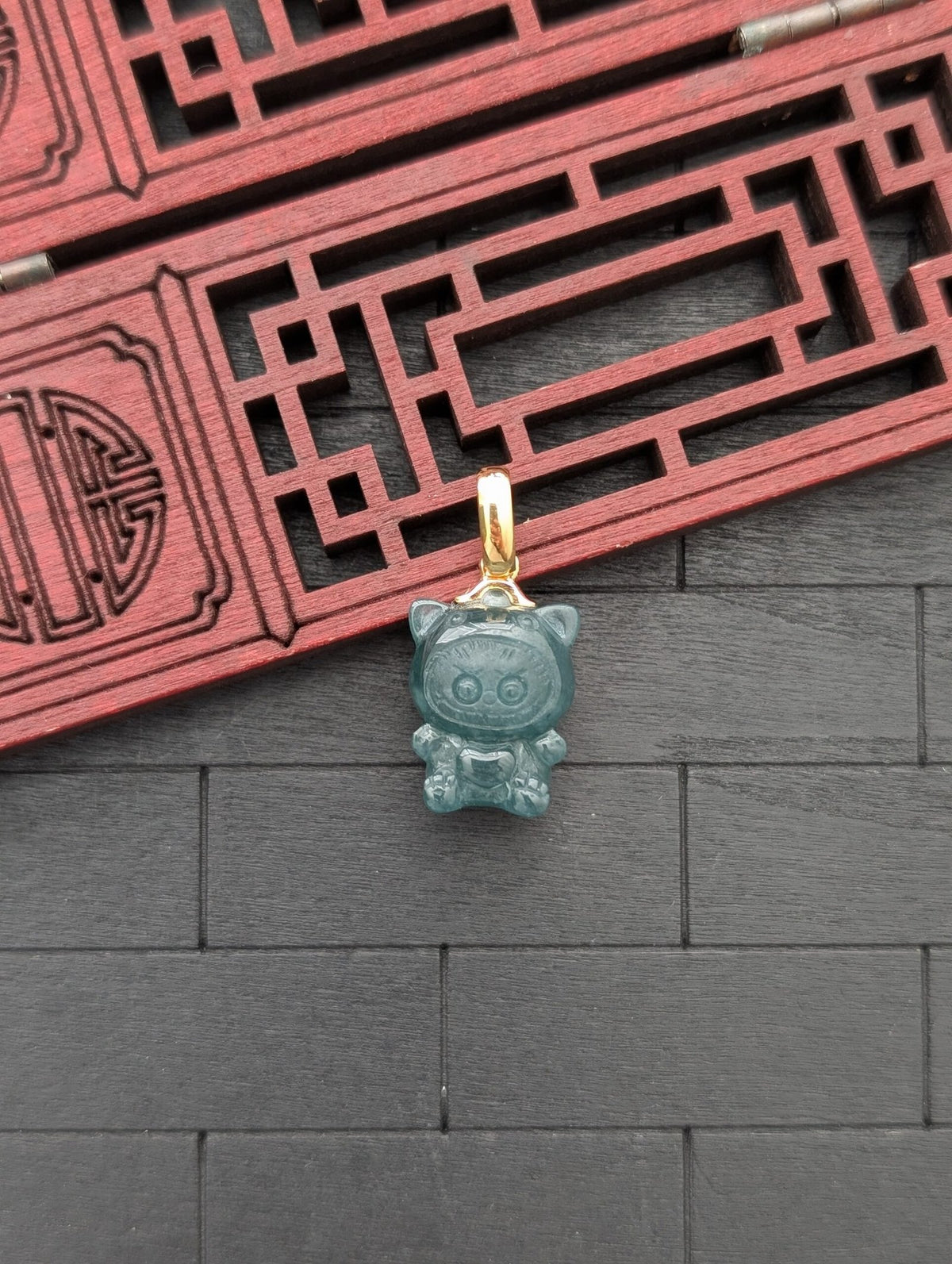 Micro Labubu Jade Pendant v2