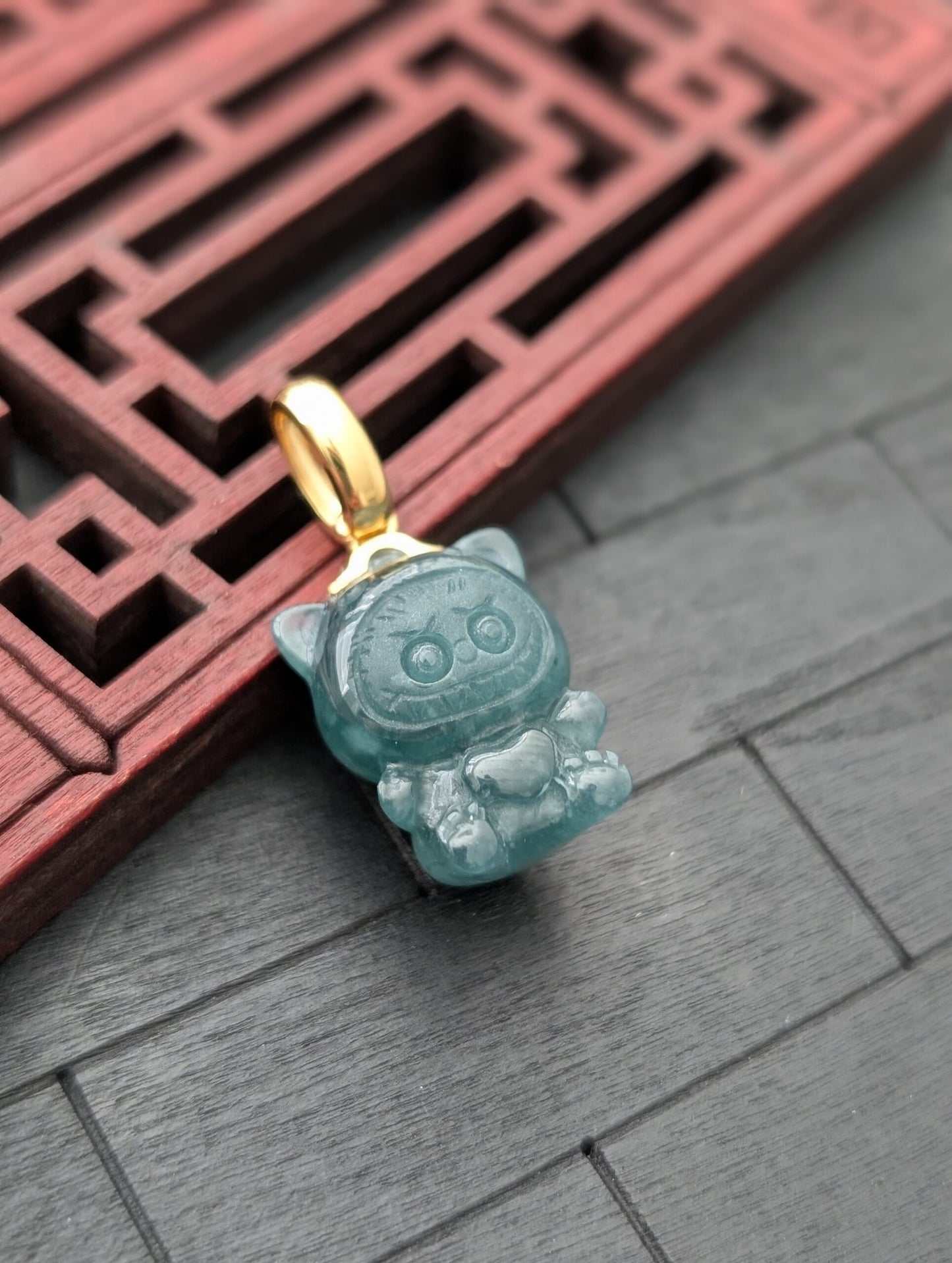 Micro Labubu Jade Pendant v2