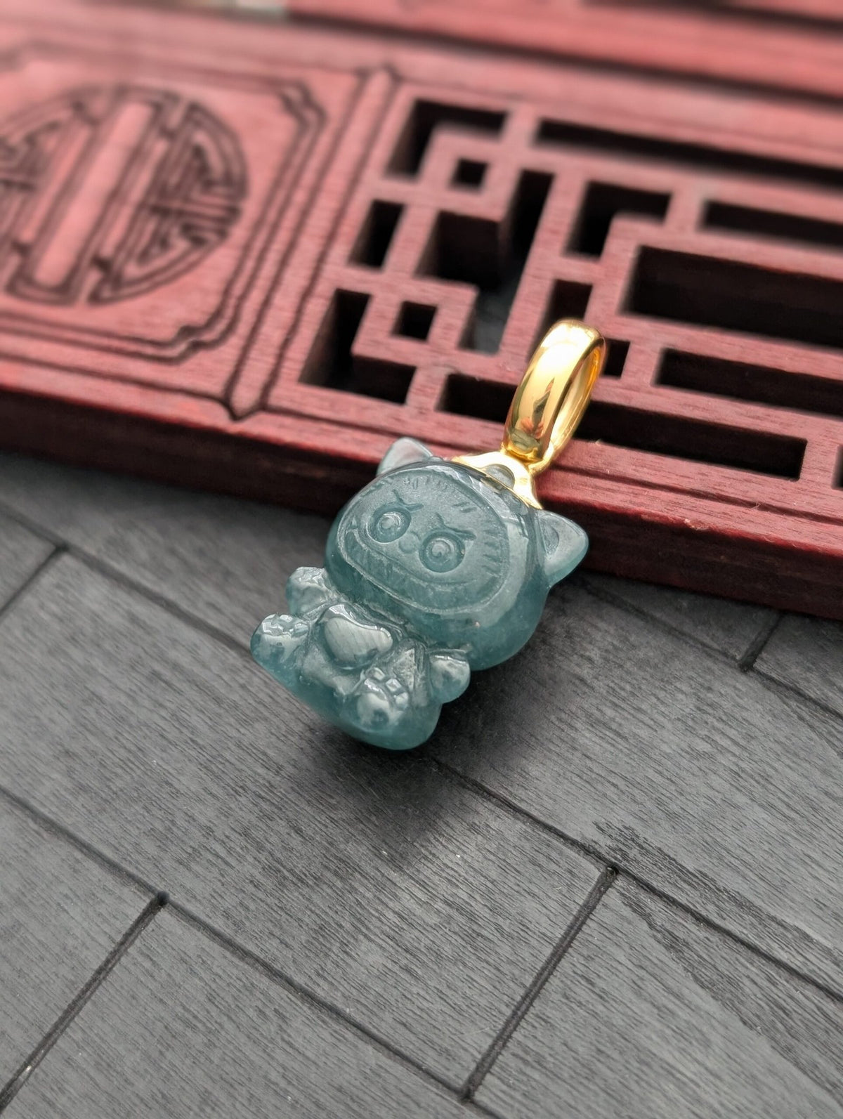 Micro Labubu Jade Pendant v2