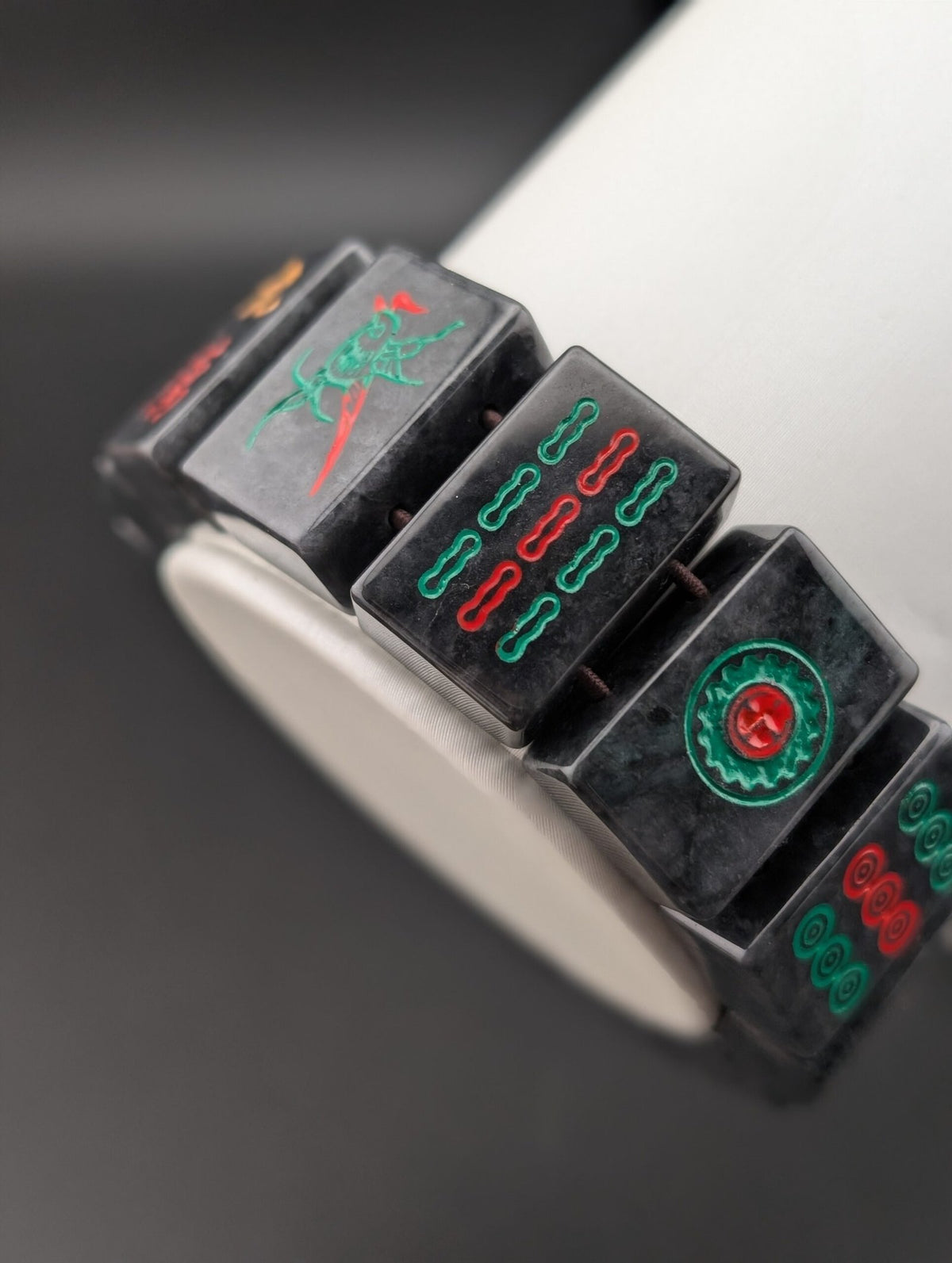 Black Mahjong Jade Bracelet