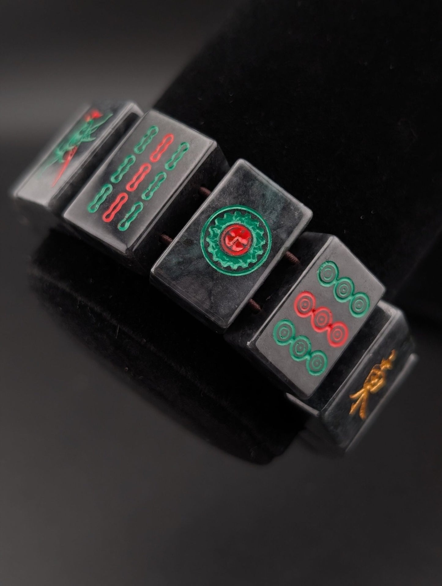Black Mahjong Jade Bracelet