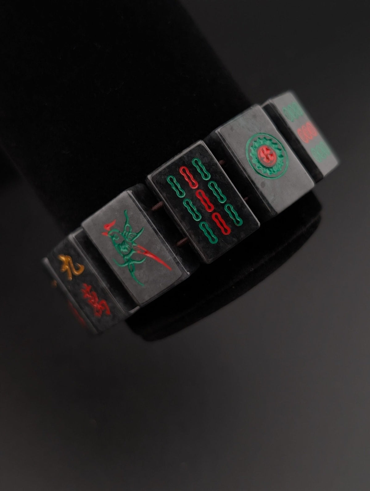 Black Mahjong Jade Bracelet