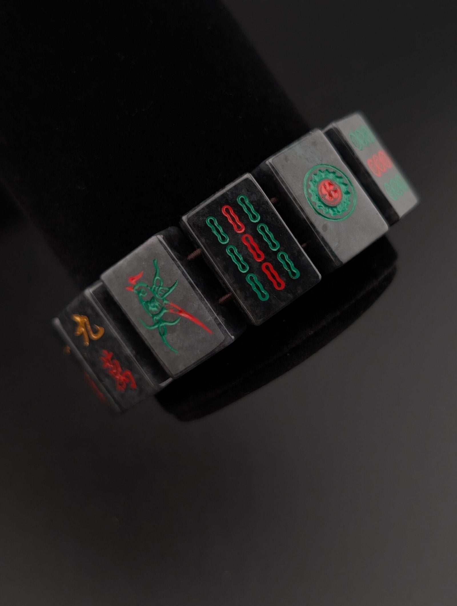 Black Mahjong Jade Bracelet