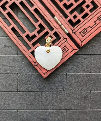 White/Light Green Heart Jade Pendant