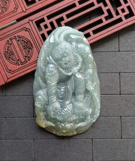 Green/Yellow Jade Monkey King Pendant