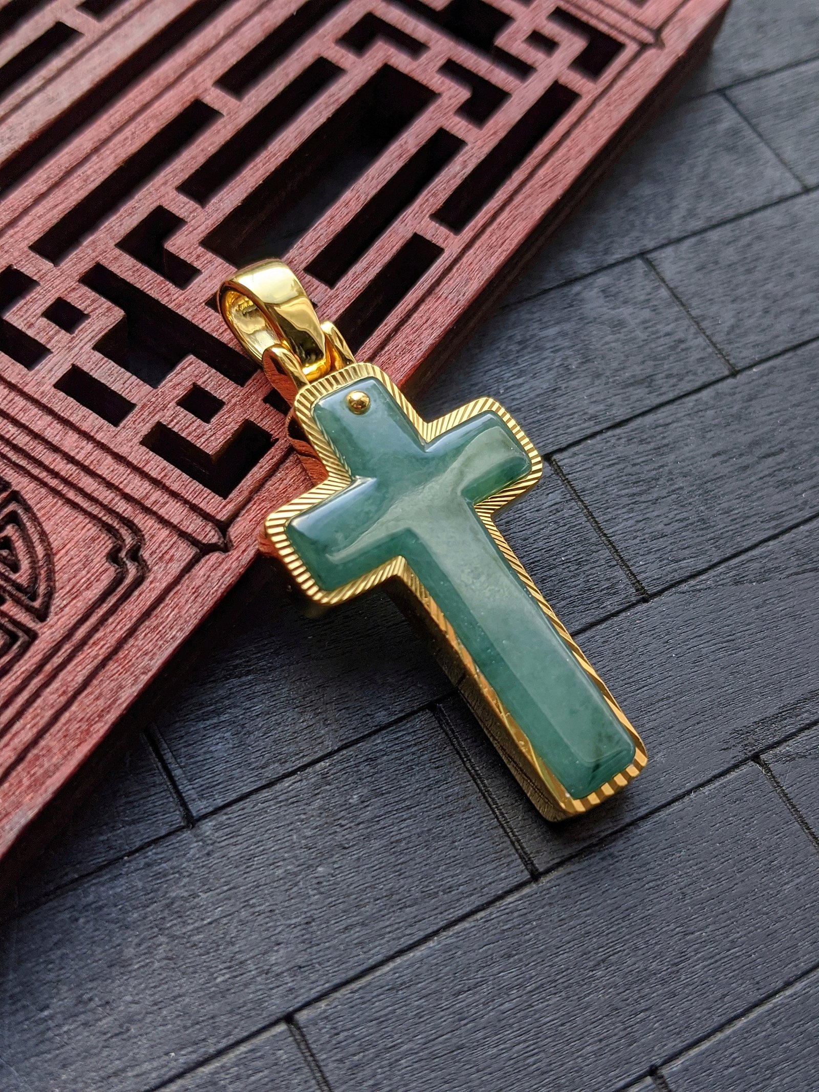 Green Jade Cross Pendant JADE BROTHERS JEWELRY