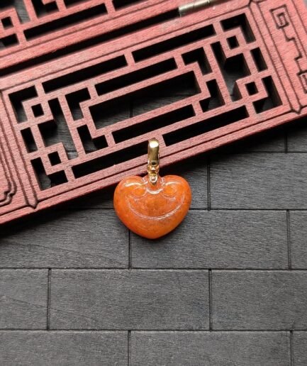 Red/Orange Heart Jade Pendant