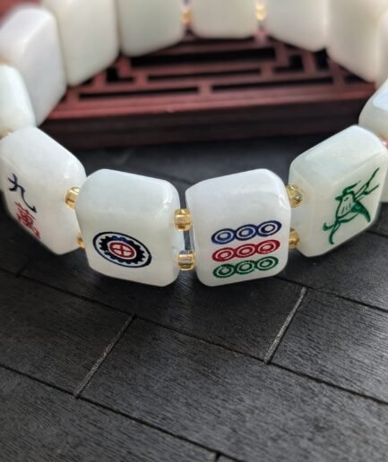 White/Green Mahjong Jade Bracelet