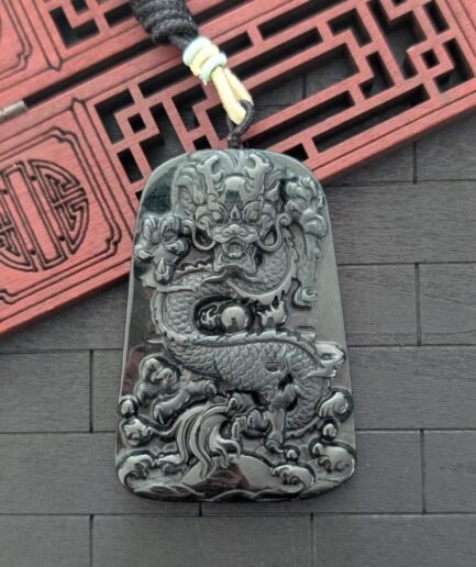 Dark Green/Black Dragon Jade Pendant