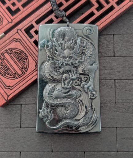 Dark Green Jade Dragon Pendant