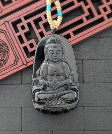 Black Jade GuanYin Pendant