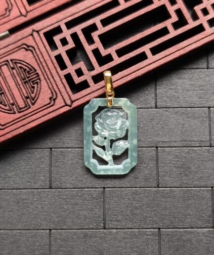 Ice Green Rose Jade Pendant